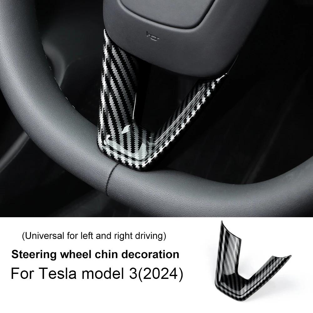 ABS Carbon Fiber Steering Wheel Frame Cover For Tesla Model 3 Highland 2025 Model Y Juniper 2025 Trim Car Interior Accessories