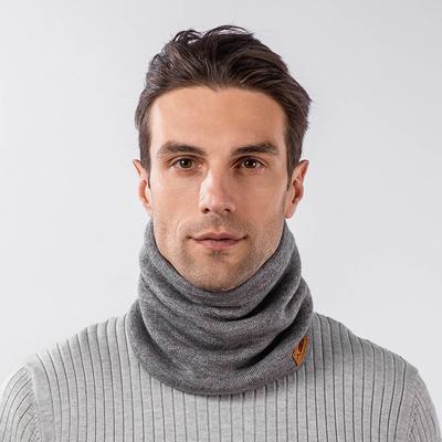 Autumn and Winter New Double-layer Warm Scarf Men's Versatile Solid Color Velvet Neck Cover Thickened Neck Protection Knitted Scarf Cover