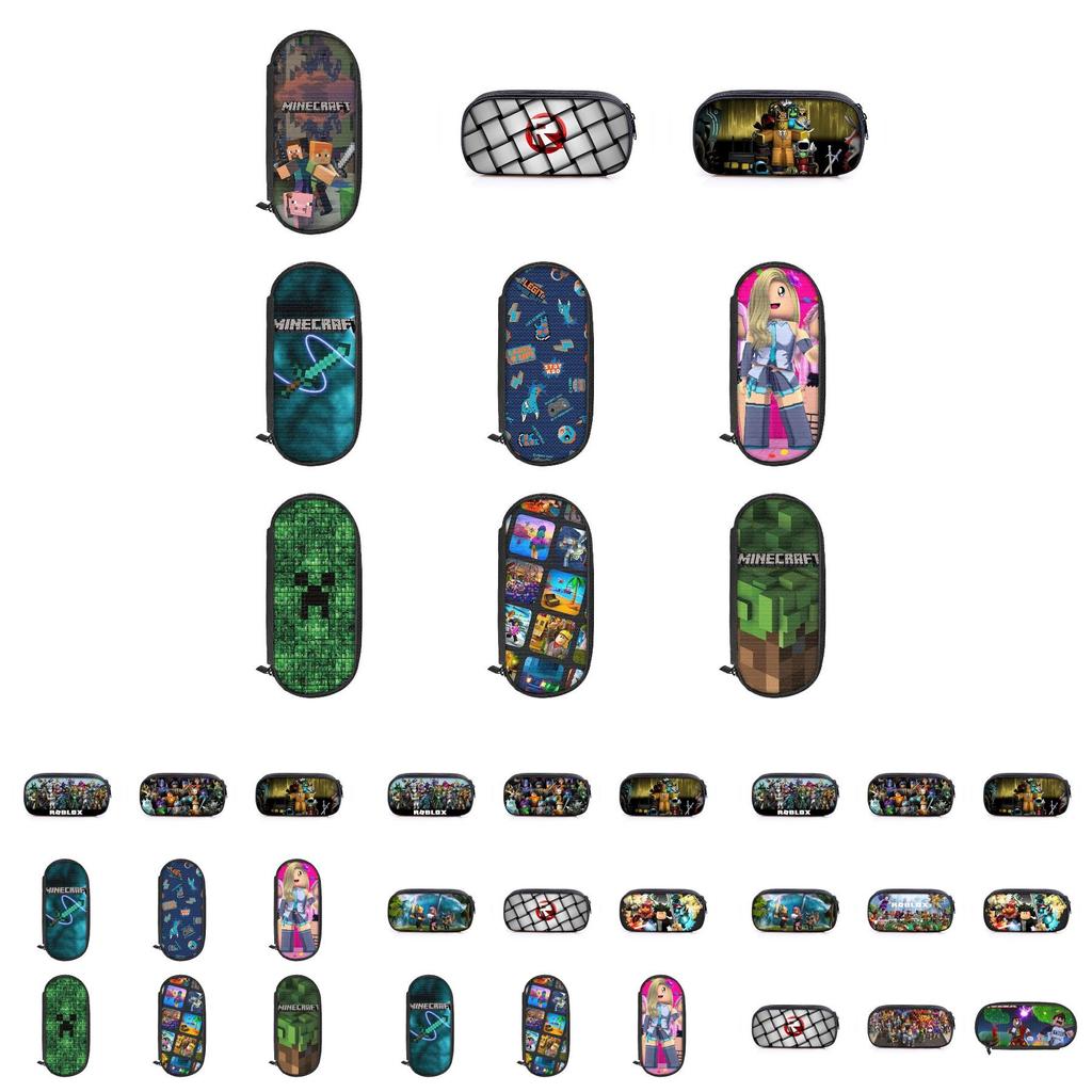 Vibrant Roblox Single Layer Pencil Case Durable Polyester Rectangular Kids Stationery Bag