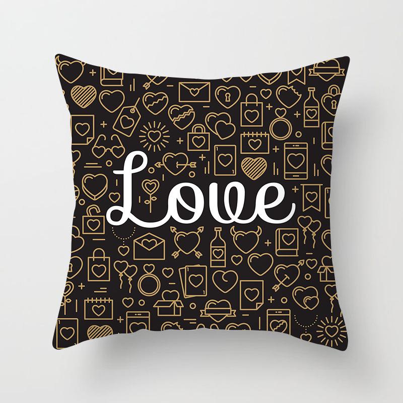 Home Products New Black Geometric Sofa Pillow Cushion Cover Digital Printing Office Cushion Cover