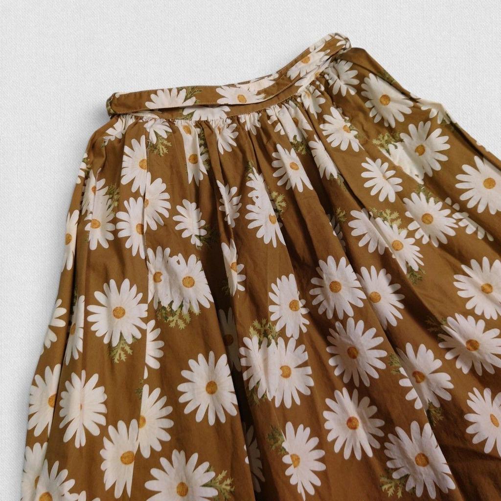 Used Unused Pink House Long Flare Skirt Belt Margaret Allover Pattern 90s PINK HOUSE Long Skirt Floral Pattern Brown