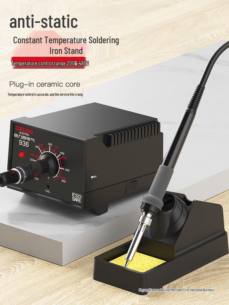 Delixi 936 Adjustable Soldering Station: High-Power, Constant Temperature Soldering Iron for Household Repair & Welding.