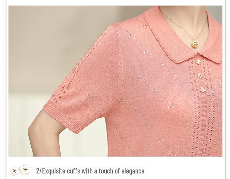 2026 Ice Silk Summer T-Shirt for Middle-aged & Elderly Women - Stylish Short-sleeved Top