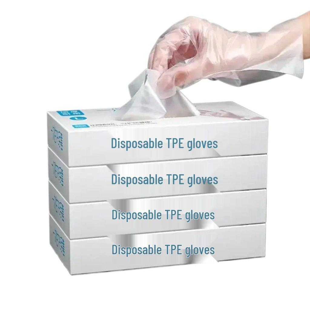 TPE Waterproof Food Service Disposable Gloves - Oil-Proof, Touchscreen-Compatible, Durable, Pull-Out Box.