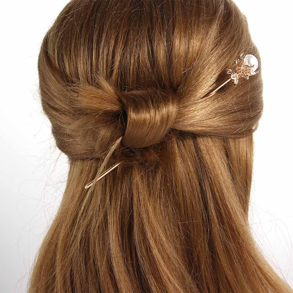 Fashion Chinese Style Pearl Metal Gold Silver Color Hairpin Hair Accessories Hair Sticks Hair Clip
