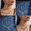 Water droplet necklace earrings two-piece set, bride's wedding fashion accessories, women's light luxury, small fragrance style
