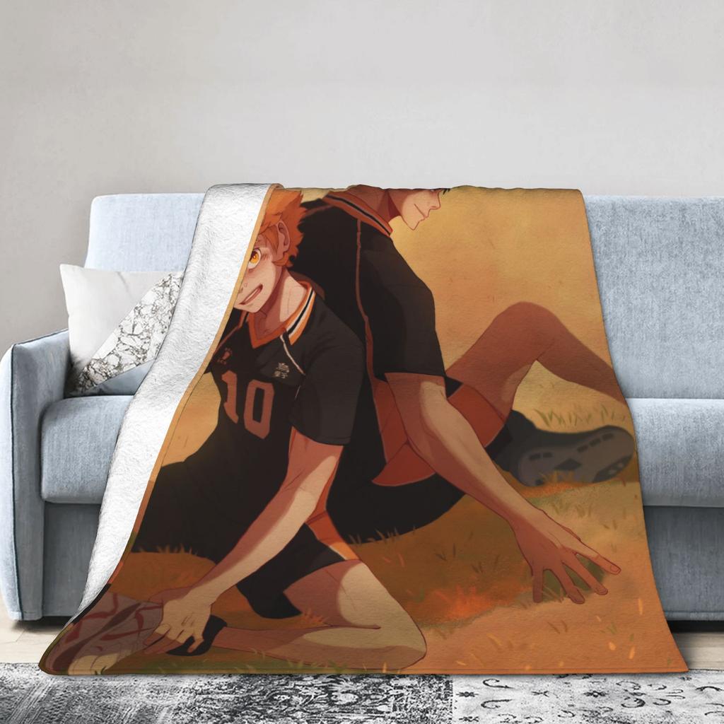 Aoba Johsai Volleyball Flannel Blankets Japanese Anime Funny Throw Blankets for Home Hotel Sofa 150*125cm Bedspreads