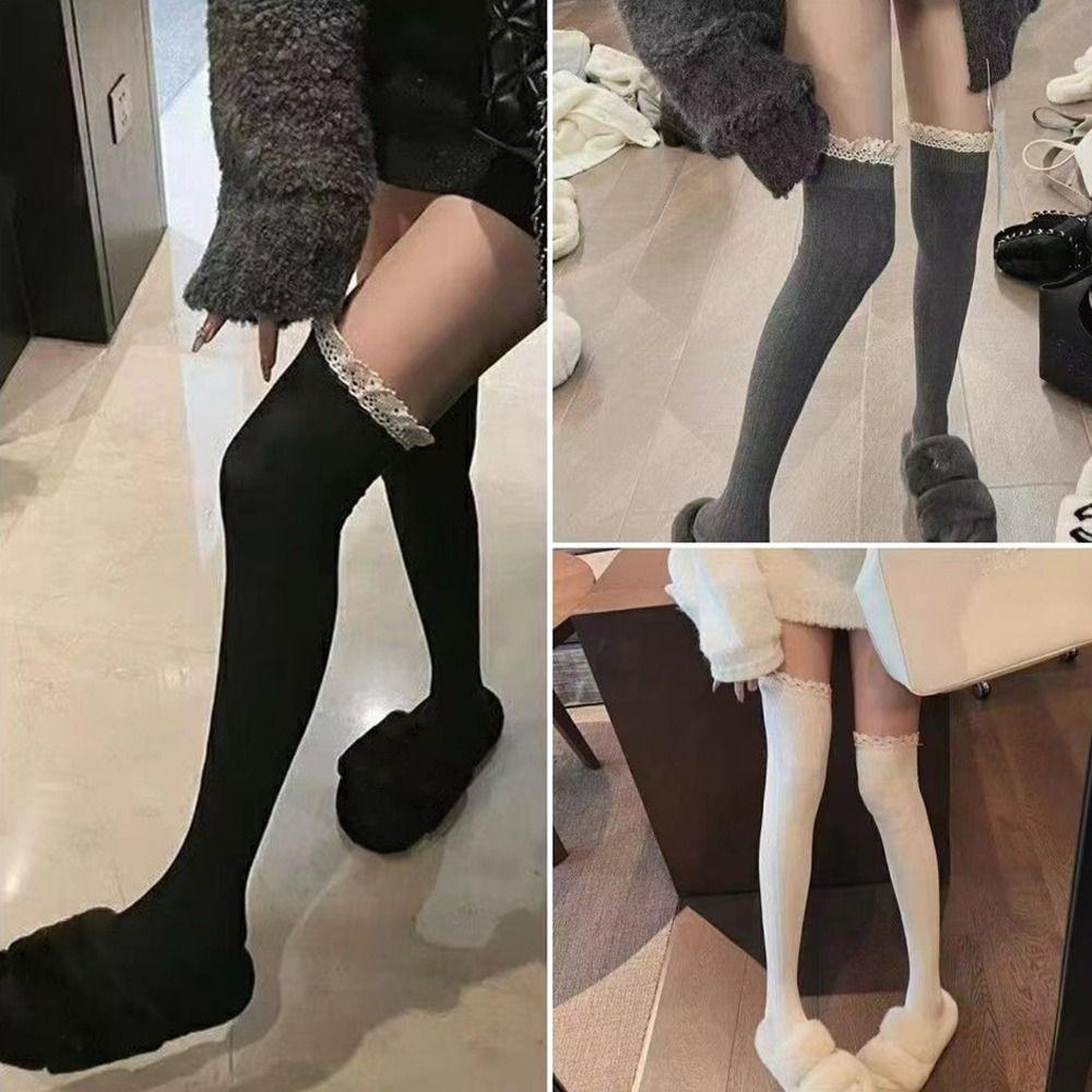 Lace Long Socks Japanese Style Stockings Fashion Thigh High Socks  Autumn Winter