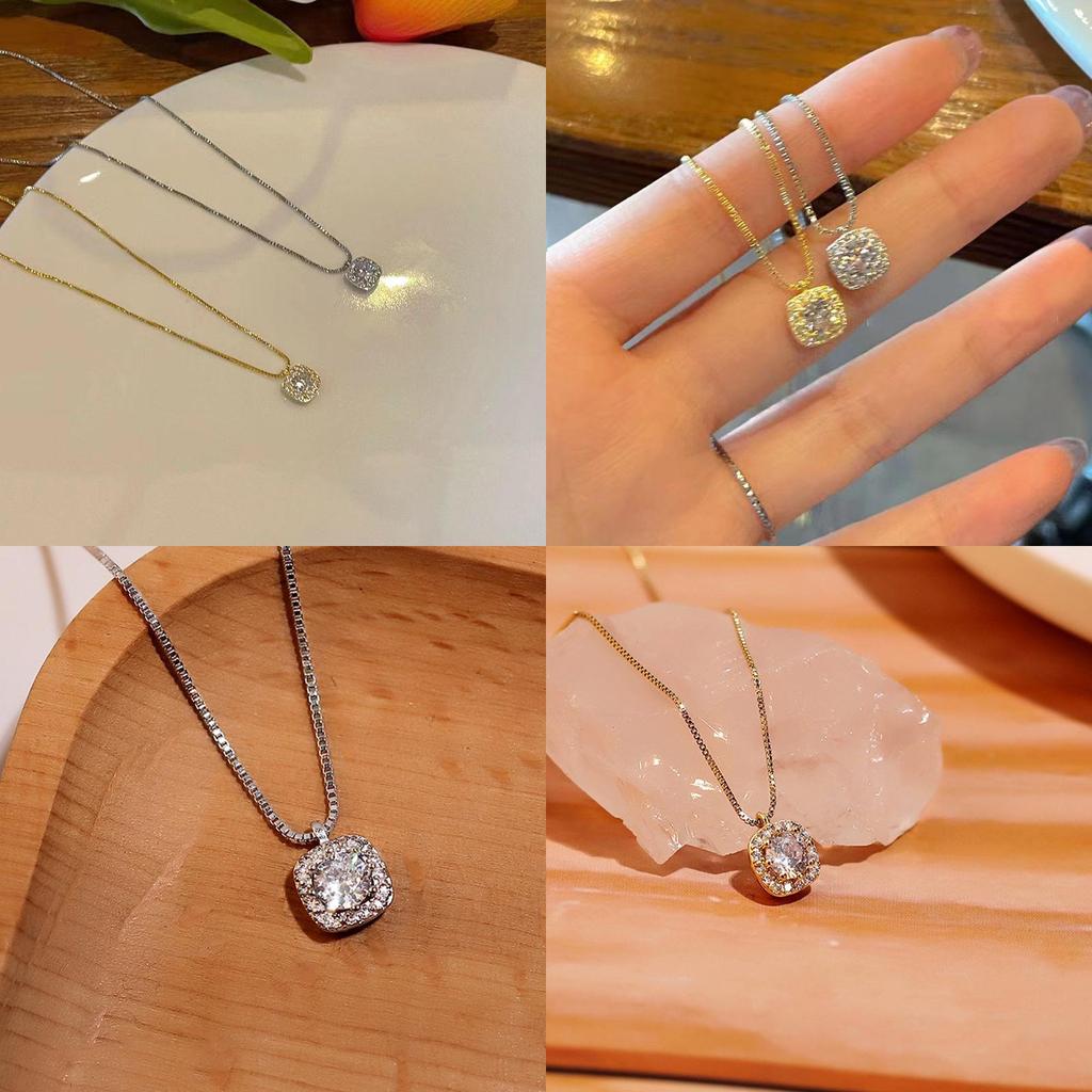 High-quality Geometric Zircon Necklace For Women Cold Tone Simple And Elegant Suitable For Daily Wear Perfect Gift For Best Friends And Girlfriends
