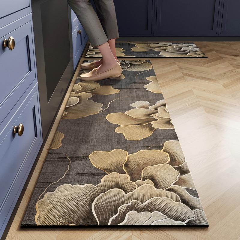 Kitchen Floor Mat Waterproof Non-slip Pvc Carpet Leather Mats Oil-proof Non-slip Area Rug Home Decoration