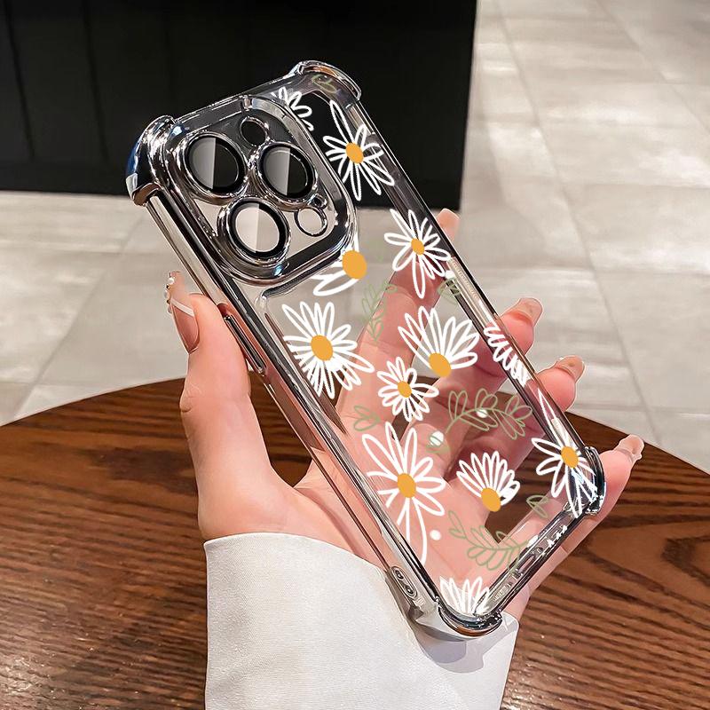 Purple Flowers Leaf Cover For Realme 15T 15 14 13 12 11 Plus Pro 5G C85 C71 C65 C53 C55 C35 C85 C21Y Air-Guard Corners Case Sof