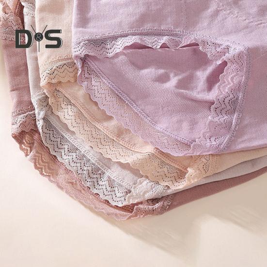 Women High Waist Seamless Panties Hip Lifting Tummy Control Lace Trim Ribbed Briefs Elastic Skinny Underpants