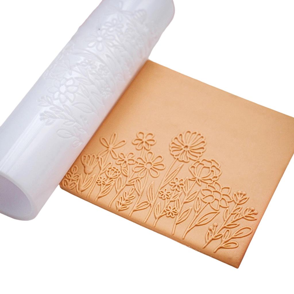 Acrylic Clay Roller For Earring Making With Floral Patterns And Easy Grip Handle Cowhides Texture Mold Pottery Tool