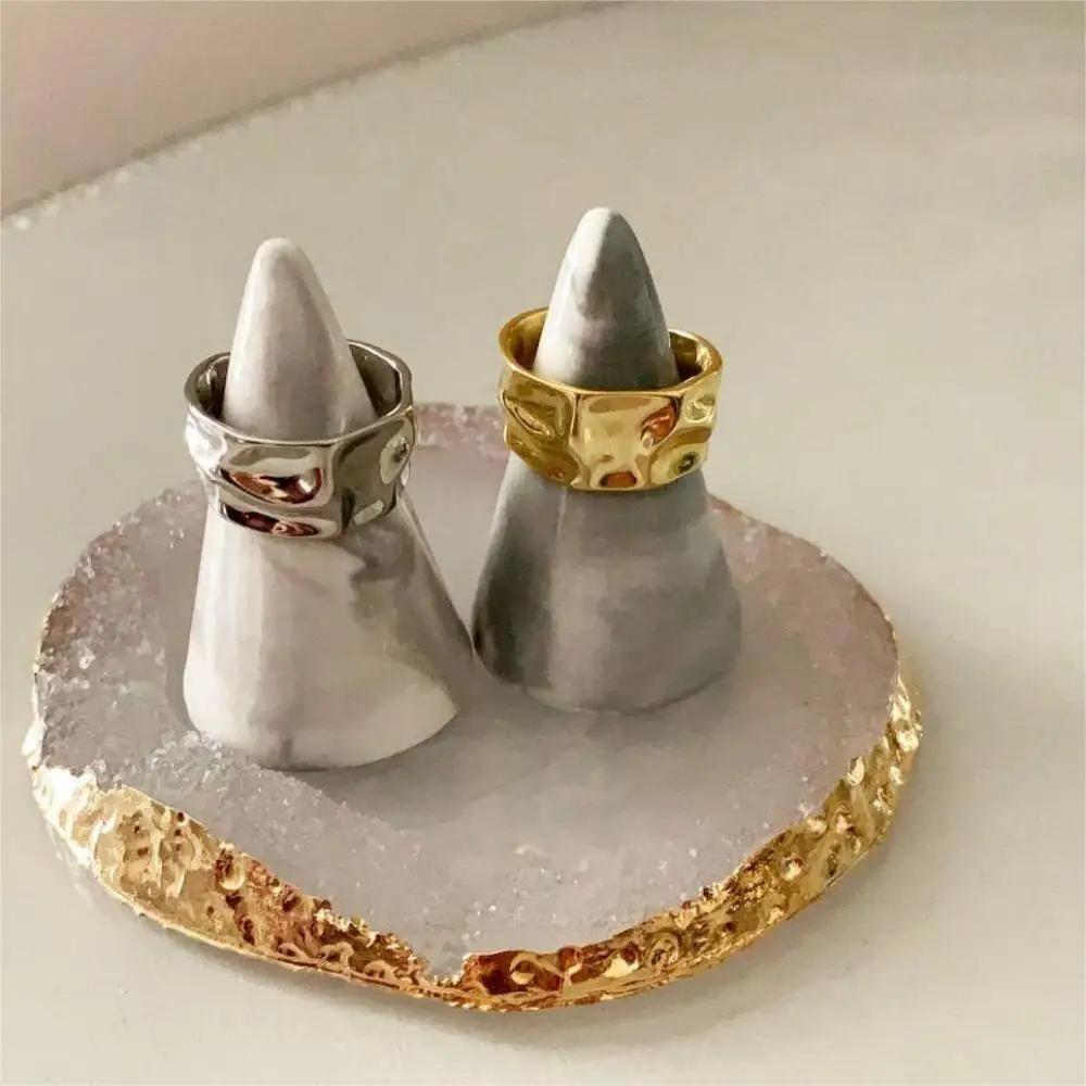 1/3 PCS Stackable Resizable Stainless Steel Wave Cuff Ring Plated Silver Gold Minimalist Irregular Rings for Women Jewelry