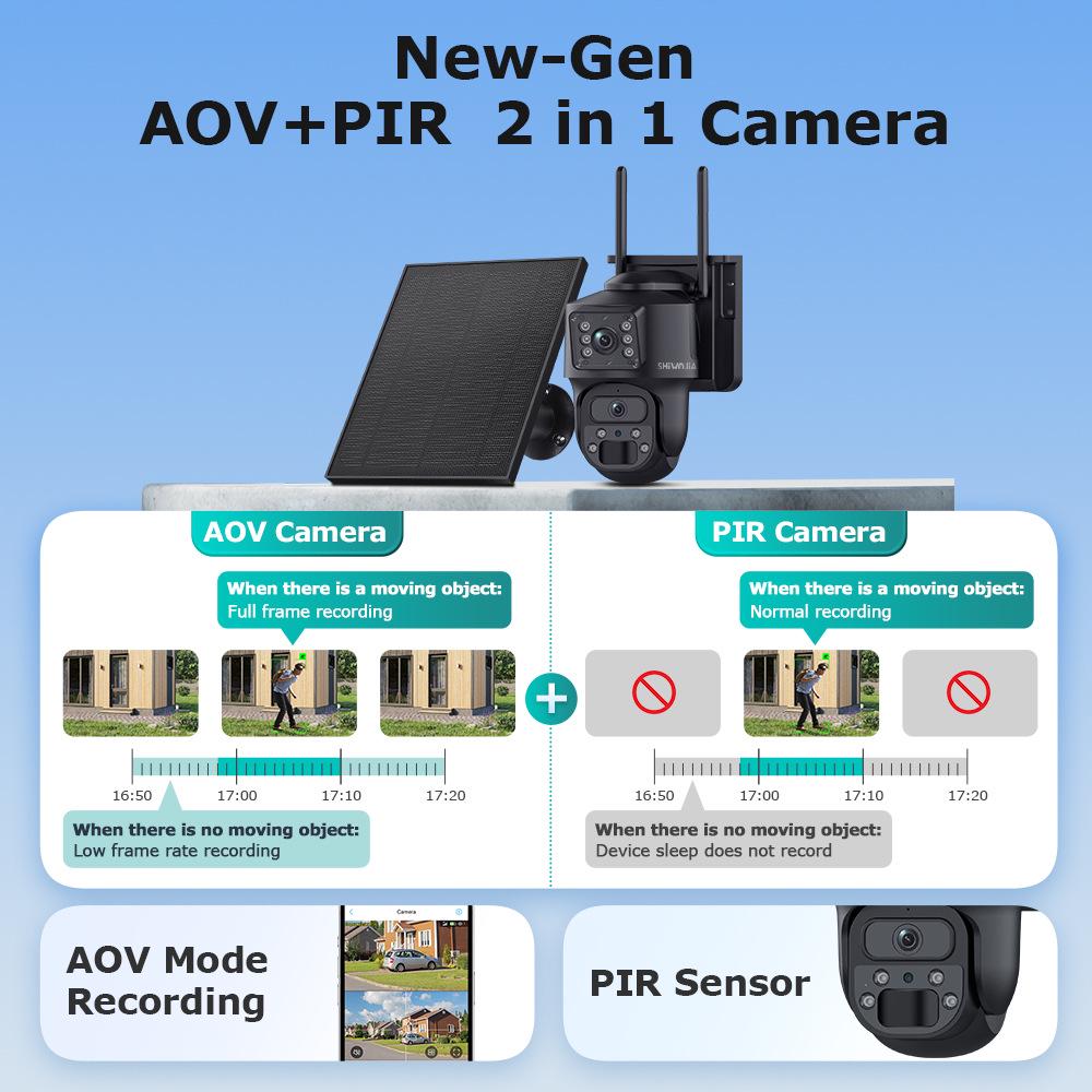 AOV Solar 4G Low-Power Camera with 24/7 Full-Color Night Vision & Extended Recording