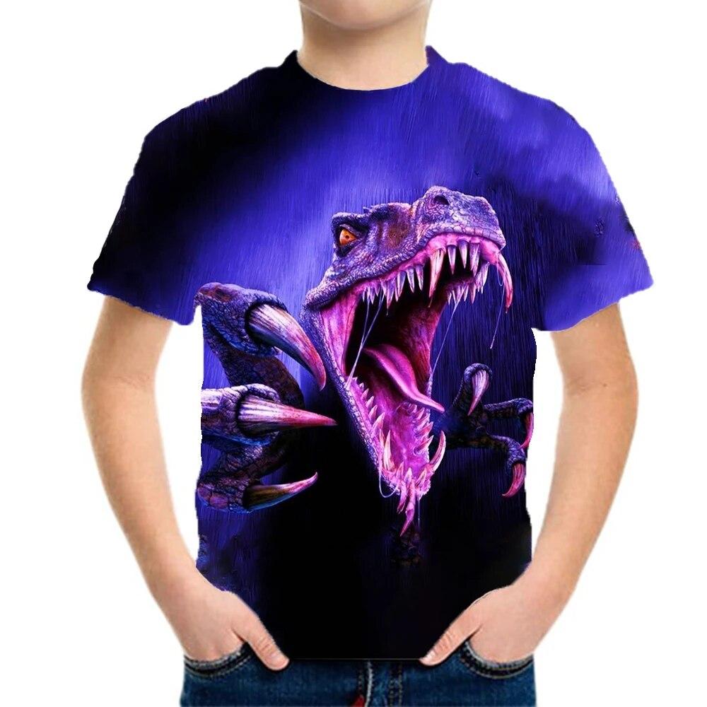 

Футболка для хлопчиків Одяг Діти від 10 до 12 років Дитячий топ Літні футболки із зображенням динозаврів Суцільна футболка Підліткова 3d сорочка 140