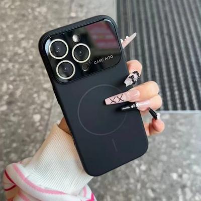 Luksusowe magnetyczne etui płynne z kryształową osłoną obiektywu dla Magsafe iPhone 17 Pro Max Air 16 15 14 13 12 Ładowanie bezprzewodowe Miękki gładki pokrowiec