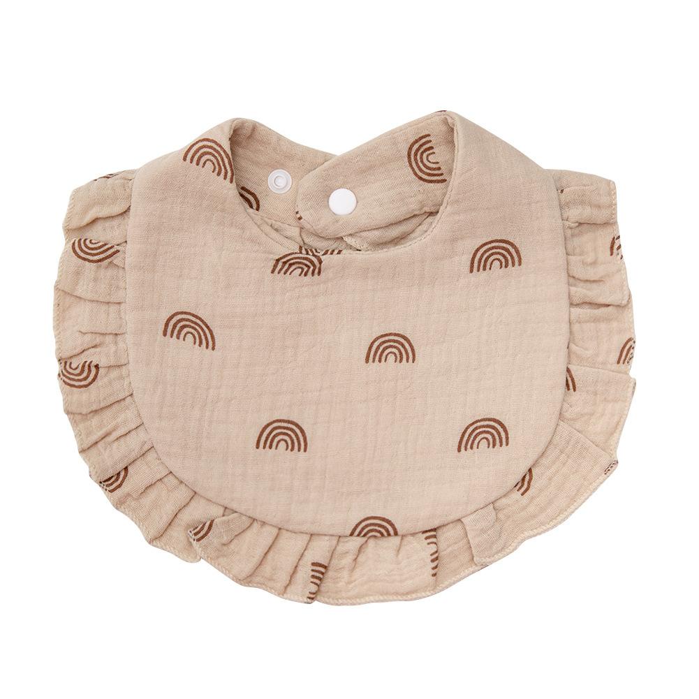 Baby Cotton Gauze Bibs With Ruffled Edge Soft Absorbent Drool Bib For Newborns Infants Toddlers Saliva Towel Burp Cloth