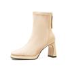 Waterproof table high heels autumn and winter new suede short boots thick heel thin boots black square head short boots women