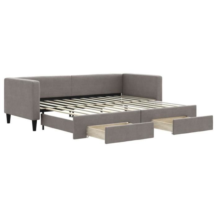 VidaXL Lit de jour avec gigogne et tiroirs taupe 80x200 cm tissu 3196612