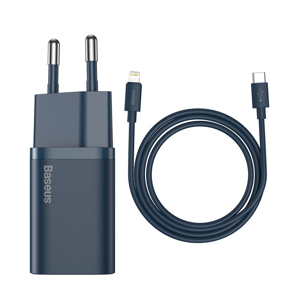 Baseus Super Si 20W USB-C Quick Charger with Lightning Cable - 1m Blue (Model TZCCSUP-B03)