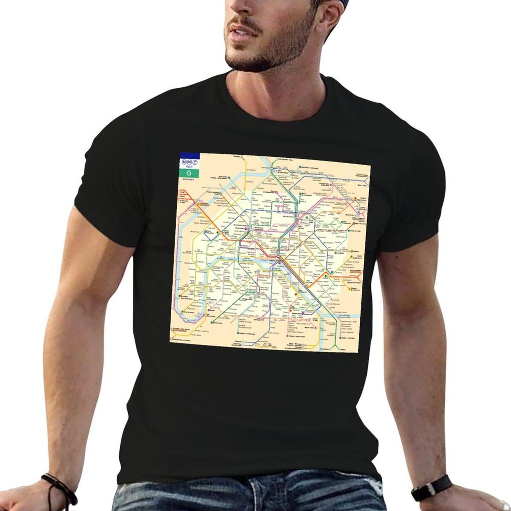 Paris France Metro Subway Tube Underground Map Tshirt Long Lasting Casual Tshirt