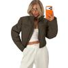 2026 Womens Short Stand Collar Cotton Puffer Jacket Slim Fit Warm Winter Coat