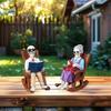2 Piece Gothic Skeleton Couple Sitting In Rocking Chair With Book Figurine Sculpture Horror Home Decors Resins Ornaments