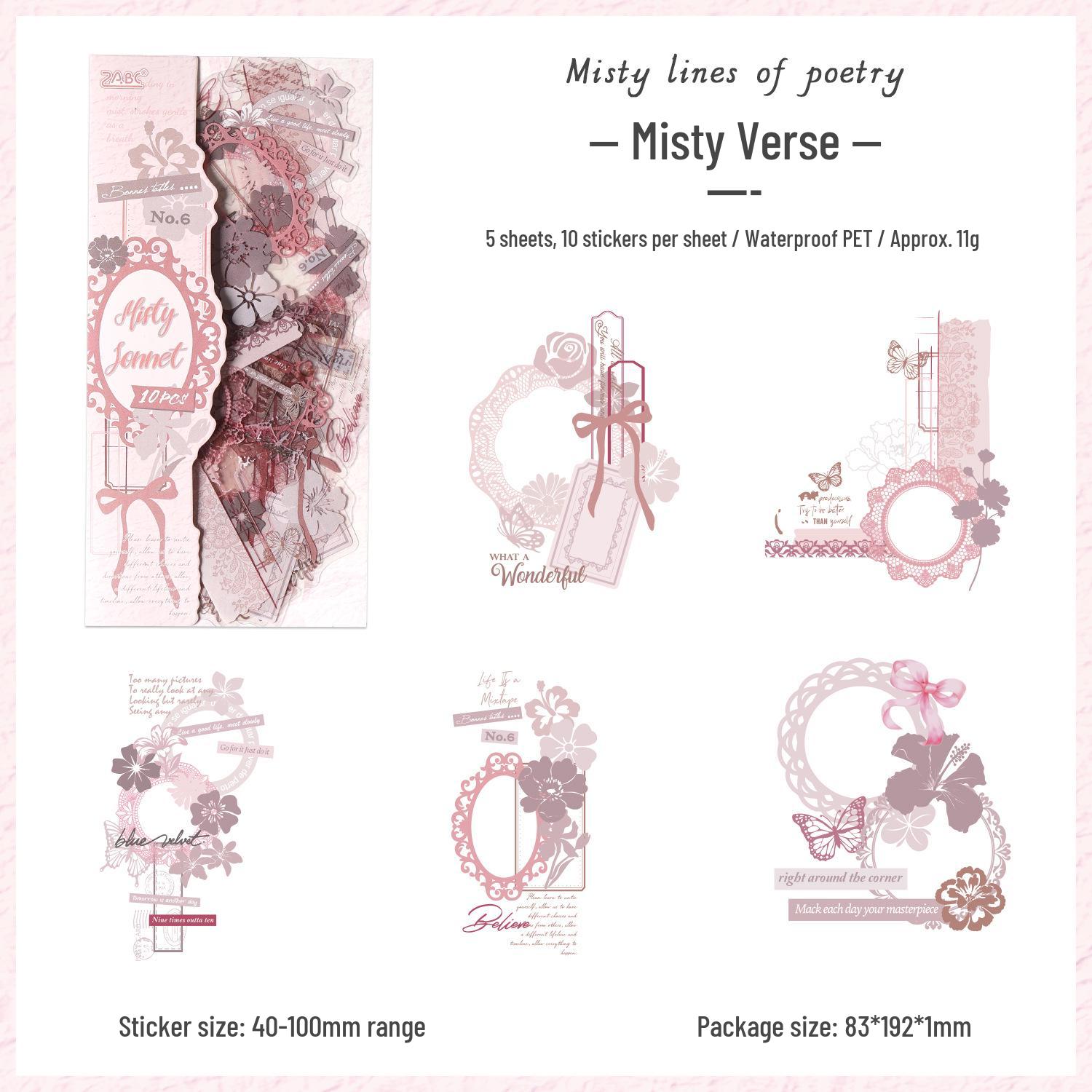 Yuezhen Glaze Color Letter PET Stickers, Waterproof DIY Journal Accessory.