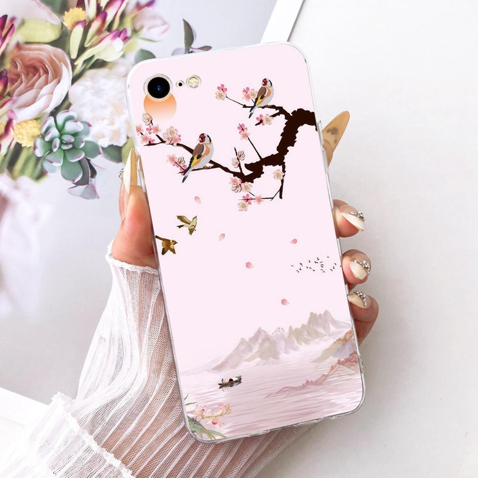 Clear Casing For iPhone 7 A1778 Cover For iPhone 8 A1905 Case Cute Cat Fashion Butterfly Luxury Kawaii 2D Painted