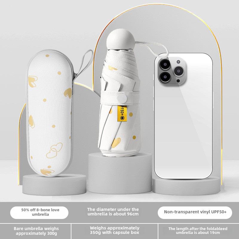 Compact Dual-Use Capsule Umbrella: Portable, Foldable, Lightweight, Sun & Rain Protection