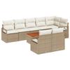 Canapé de jardin 9 pièces avec coussins Beige Poly Rotin Acacia, Canapé 2 places avec rangement et coussins Beige Poly Rotin 3356391