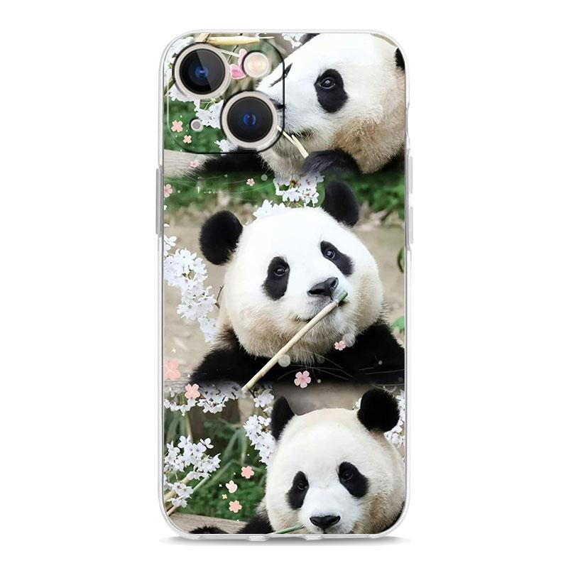 Phone Case For iPhone 15 14 13 12 Mini 11 Pro Max XS X XR 7 8 Plus Clear Shockproof Silicone TPU Cover Fubao panda