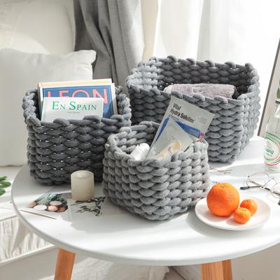 3 rozmiary Nordic Cotton Line tkany ręcznie kosz do przechowywania gruba lina organizer na biurko zabawka dla dziecka przekąska ściereczka na klucze kosmetyki różne