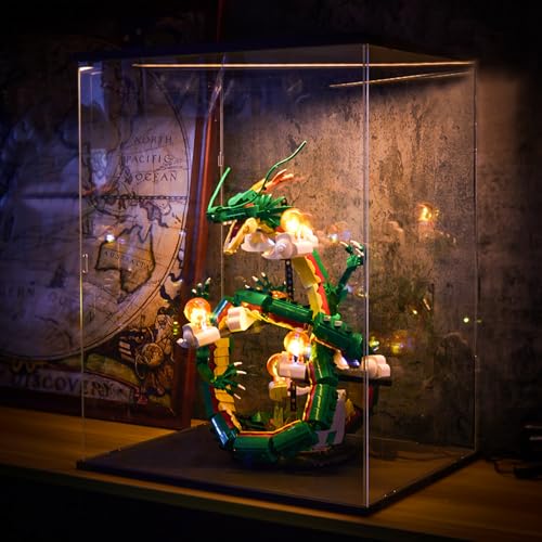 JMBricklayer Dragon Building Blocks Set with Lights 70134, Adult Construction Toy, Cool Animal Dragon Display Model, Animal Collectible Dinosaur Build