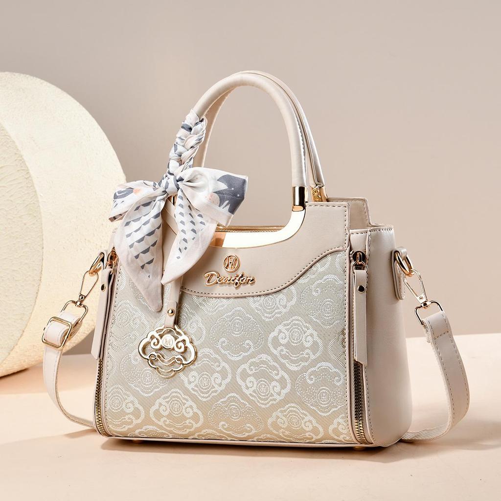 Women's Fashion Handbag with Scarf - 2026 New, Large Capacity, Printed Shoulder Crossbody Mother's Bag