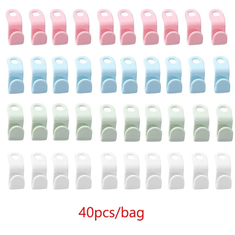 

40/100 шт. прочных каскадных крючков-удлинителей для вешалок - 4 цвета, смешанные для магазинов одежды. Увеличьте пространство в шкафу