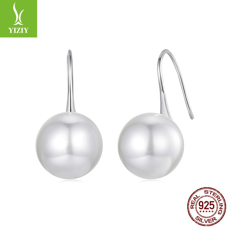 

S925 Sterling Silver Bead Stud Earrings Simple Ins Cold Wind, Women S French Pearl Earrings 925 silver