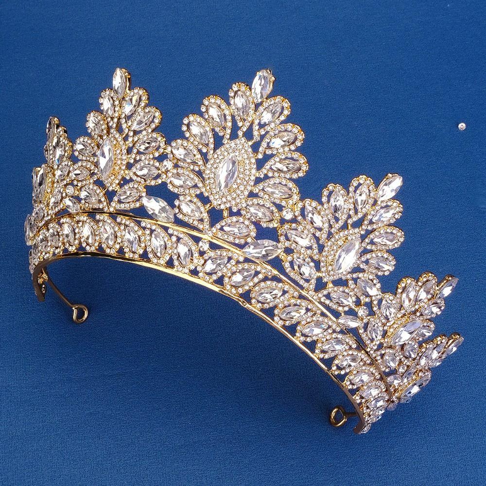 Luxury Baroque Queen Tiaras Sparkling Bridal Headwear Rhinestone Pageant Diadem  Photography Props