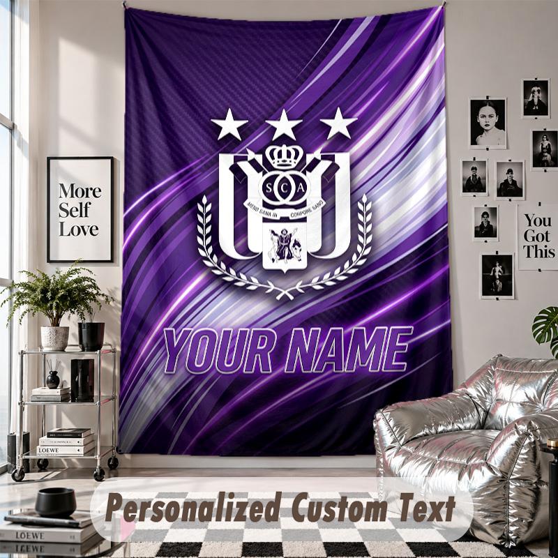Custom Tapestry Wall Hanging, Anderlecht FC Personalized Name Text Home Wall Decor
