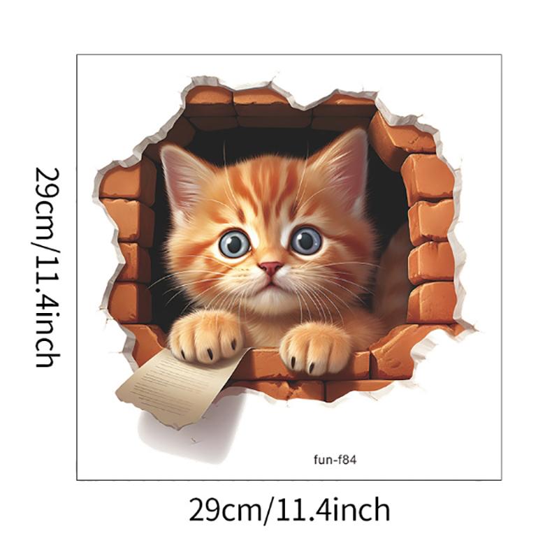 

Мультяшный Милый Милый Кот Наклейка на Разбитую Стену Спальня Гостиная Прихожая Фон Ландшафтный Наклейка на Стену