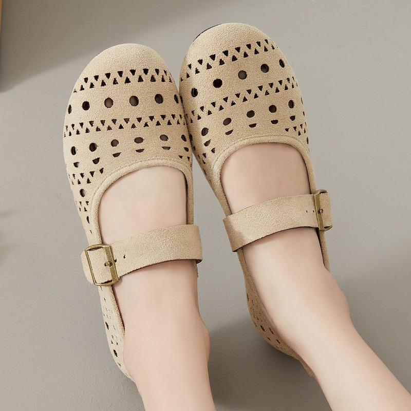 Shoes women's shoes summer new hollow single shoes large size flat shoes ballet Mary Jane shoes lightweight breathable fashion shoes