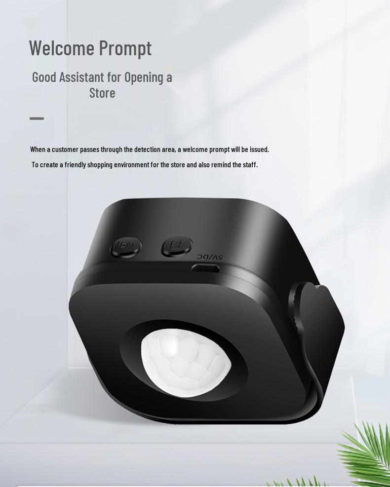 Rechargeable Sensor Doorbell with Voice Welcome and Ding Dong Alert for Store Entry