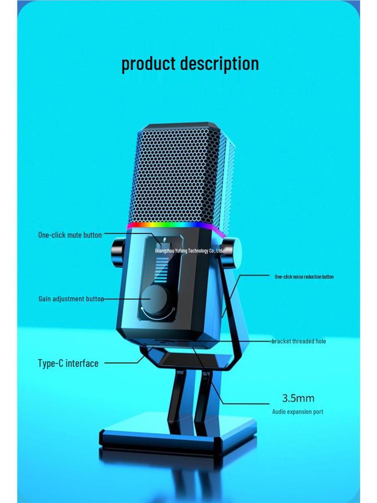USB Noise-Reduction Condenser Microphone for Gaming, Desktop, Online Classes, and Conferences