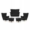 Carol Lounge Set Sofa Armchairs Pouffes Stripes Family Furniture Black