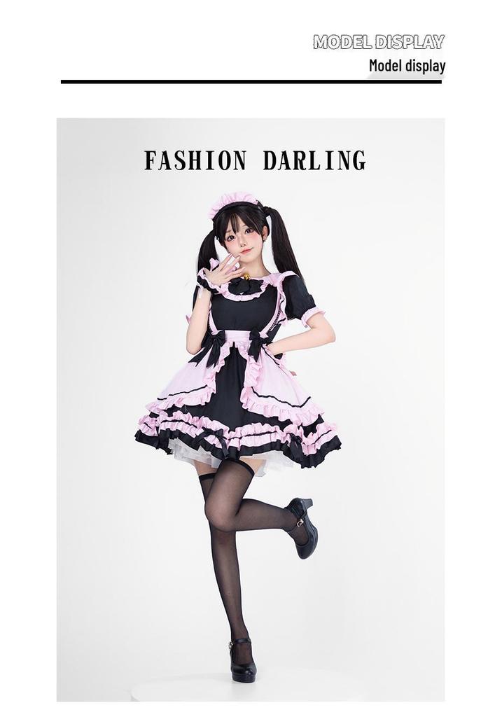 Black Lolita Maid Cosplay Dress with Cat Bell