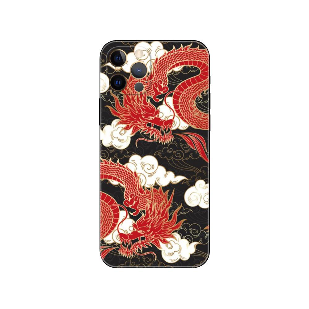 China Red Black Dragon Phone Case For iPhone Samsung Galaxy Redmi Xiaomi Note S A 16 15 14 13 12 11 20 21 22 23 53 54 Pro Plus Ultra Silicone Cover