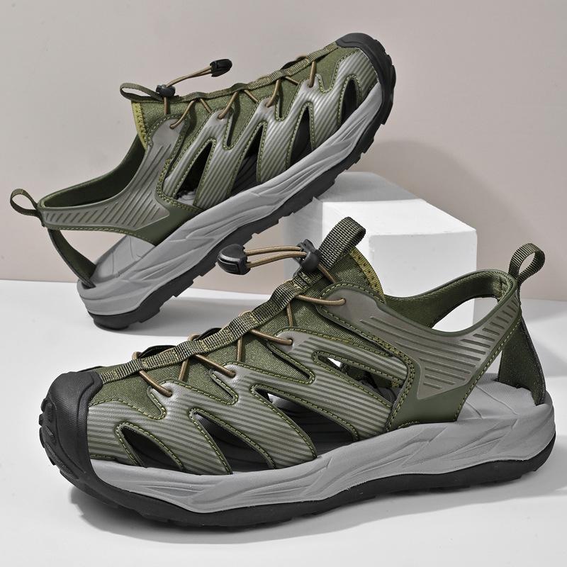 2025 new summer men's bag head sandals breathable explosion casual large size beach shoes hollow cool slippers