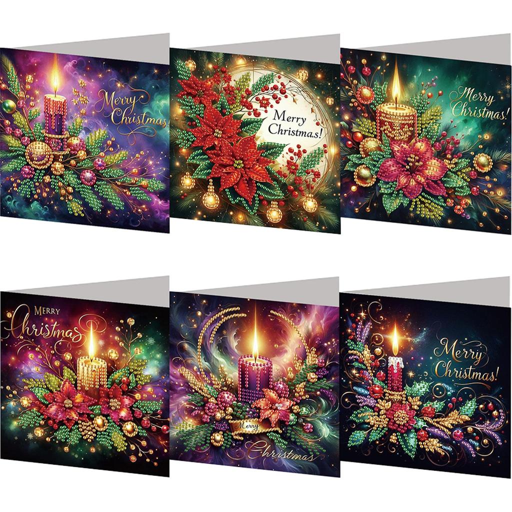 6PCS DIY Christmas Diamond Art Greeting Cards Congratulations Cards & Gifts