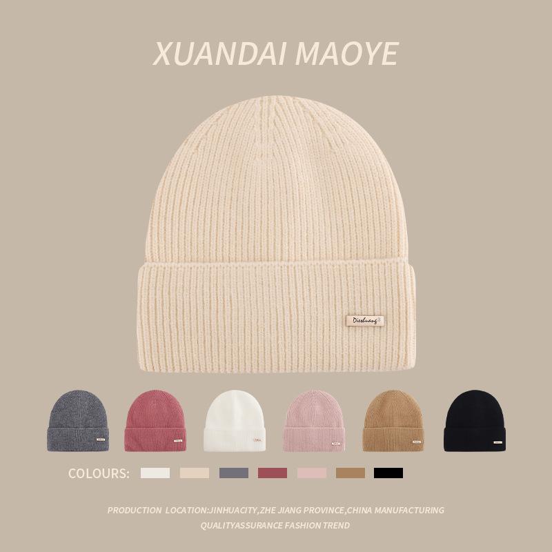 Knitted Hat for Women In Autumn and Winter Warm Plus Velvet Thick Korean Style Wool Hat Fashionable Ear Protection Hat Casual Travel Cold Hat